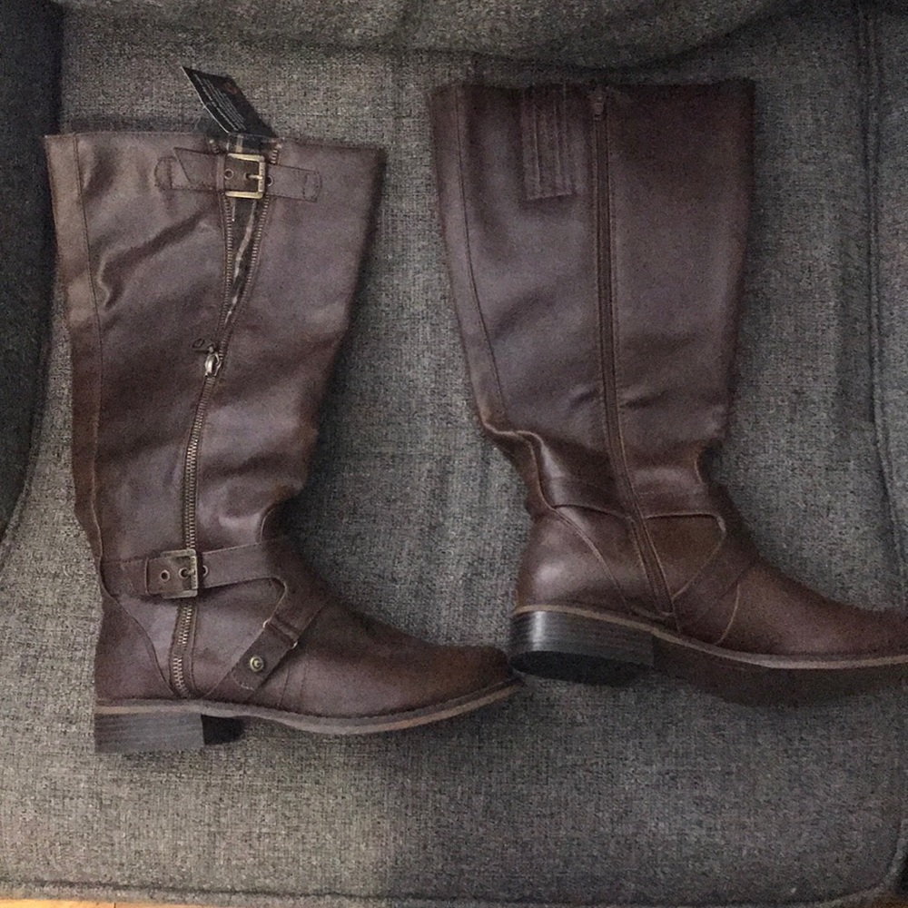 Brown knee high boots